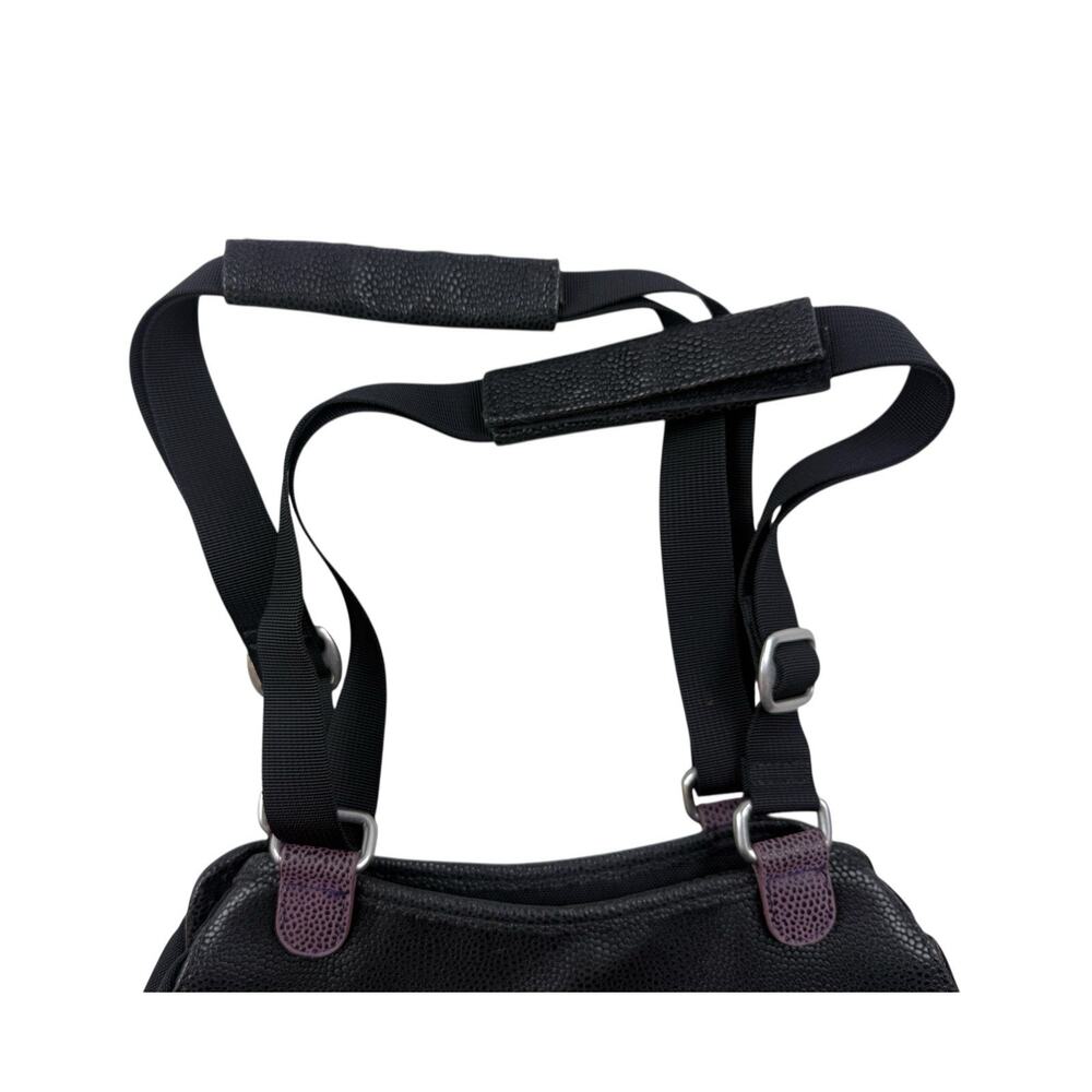 HAIKU Laptop Satchel Tote Purple Flower Black Shoulder Bag Large Leather Purse - Picture 12 of 16